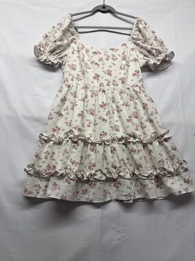 Altar'd State Cream Mini Dress with Pink Floral Print